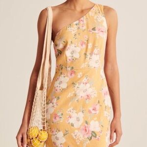 Abercrombie & Fitch One-Shoulder Floral Dress - Yellow and Pink
